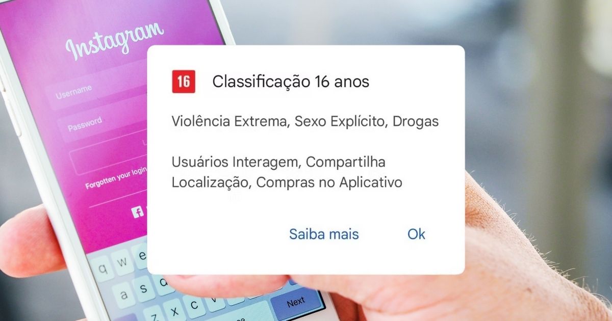 O Ministério da Justiça alterou a classificação indicativa do Instagram, agora o aplicativo não é recomendado para menores de 16 anos.