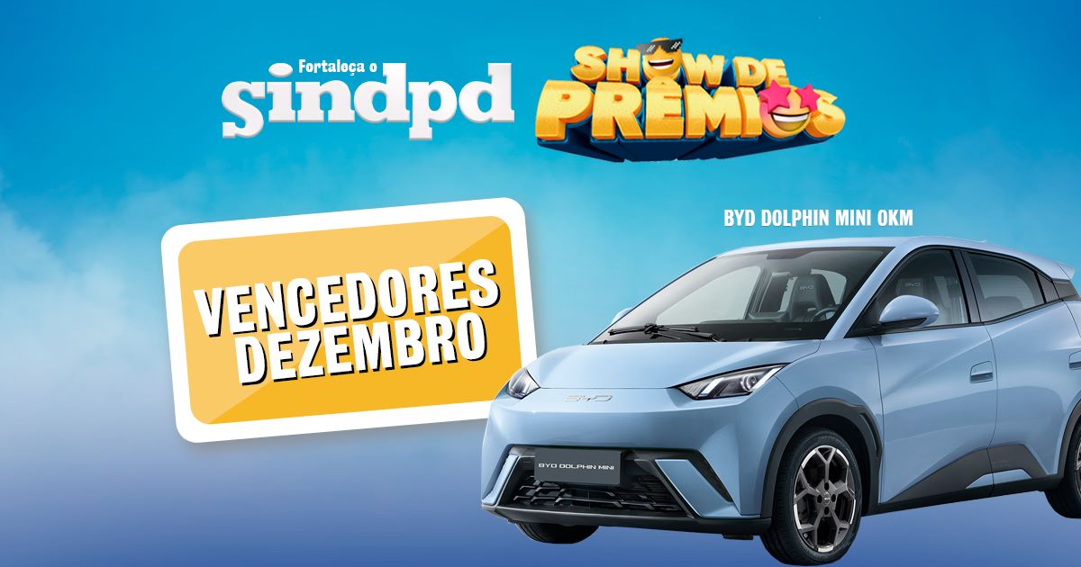 Nesta quinta-feira (18), o Sindpd-SP fechou Show de Prêmios de 2025 com um sorteio especial de um BYD Dolphin Mini 0km.