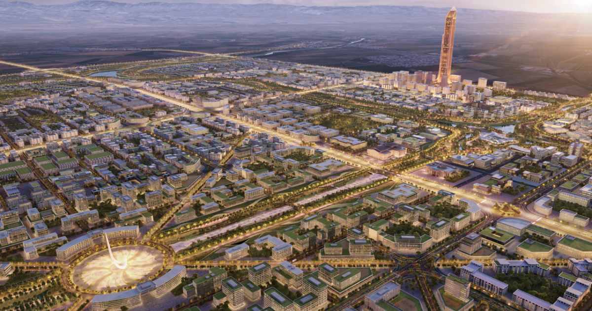 Batizada de Nova Tashkent, a cidade está sendo erguida em uma área de aproximadamente 20 mil hectares, entre os rios Karasuv e Chirchik.